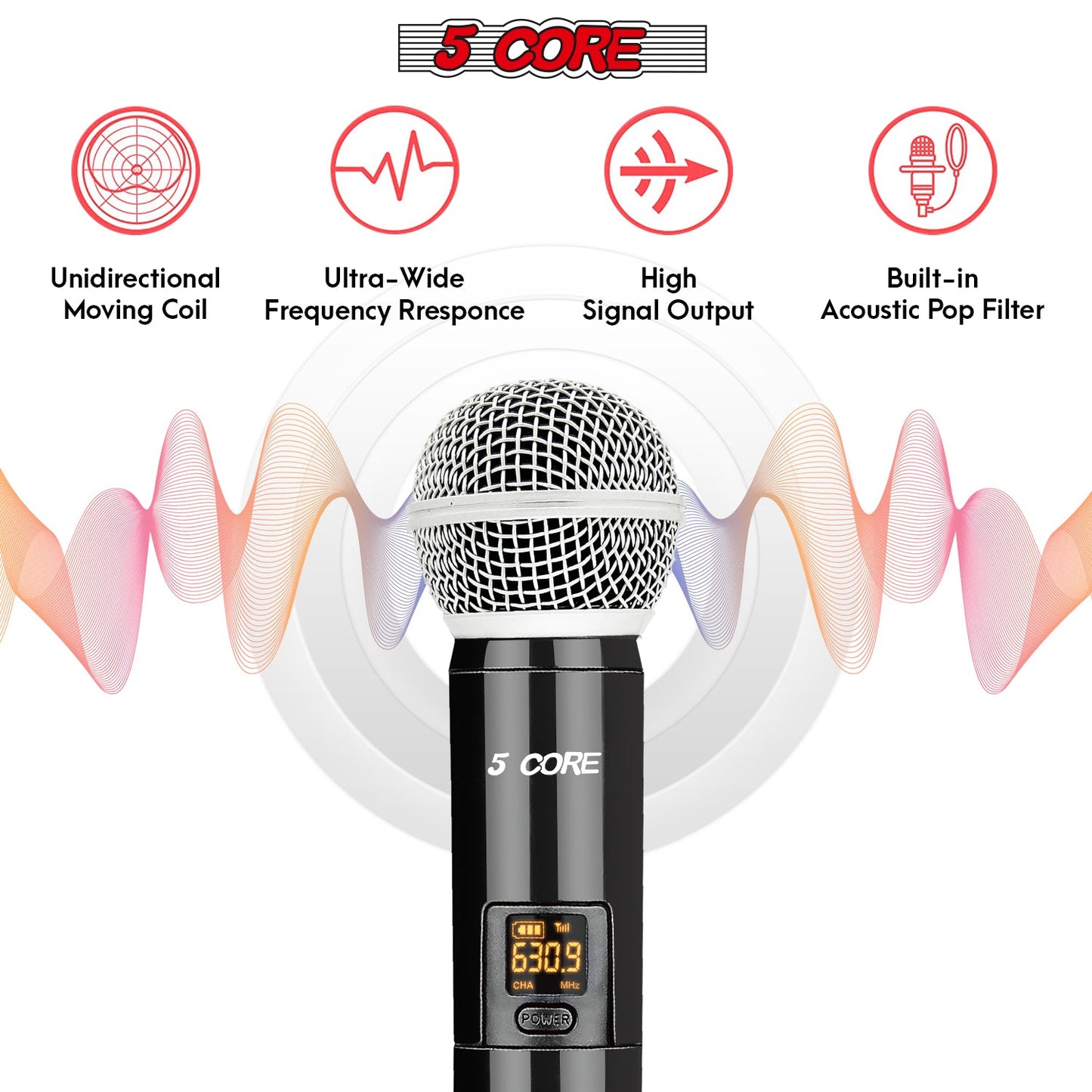5Core Wireless Microphones VHF Microfonos Inalambricos Professional Handheld Cordless Mic-2