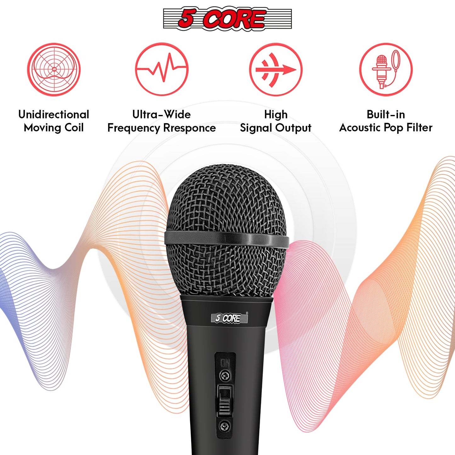 5Core XLR Microphone Dynamic Mic Karaoke Singing Studio Mics Handheld Microfono-2