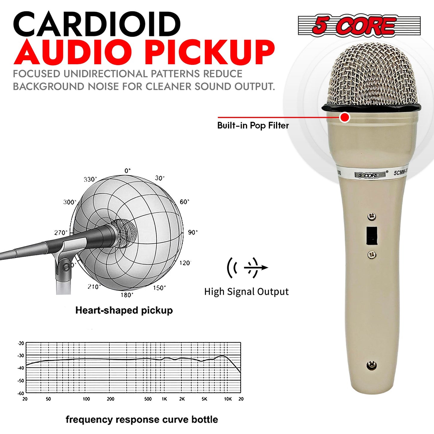 5Core XLR Microphone Dynamic Mic Karaoke Singing Studio Mics Handheld Microfono-1