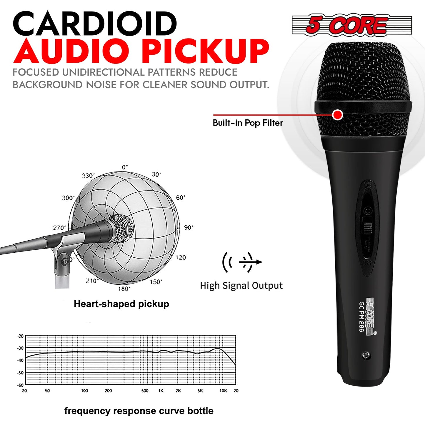 5Core XLR Microphone Dynamic Mic Karaoke Singing Studio Mics Handheld Microfono-1
