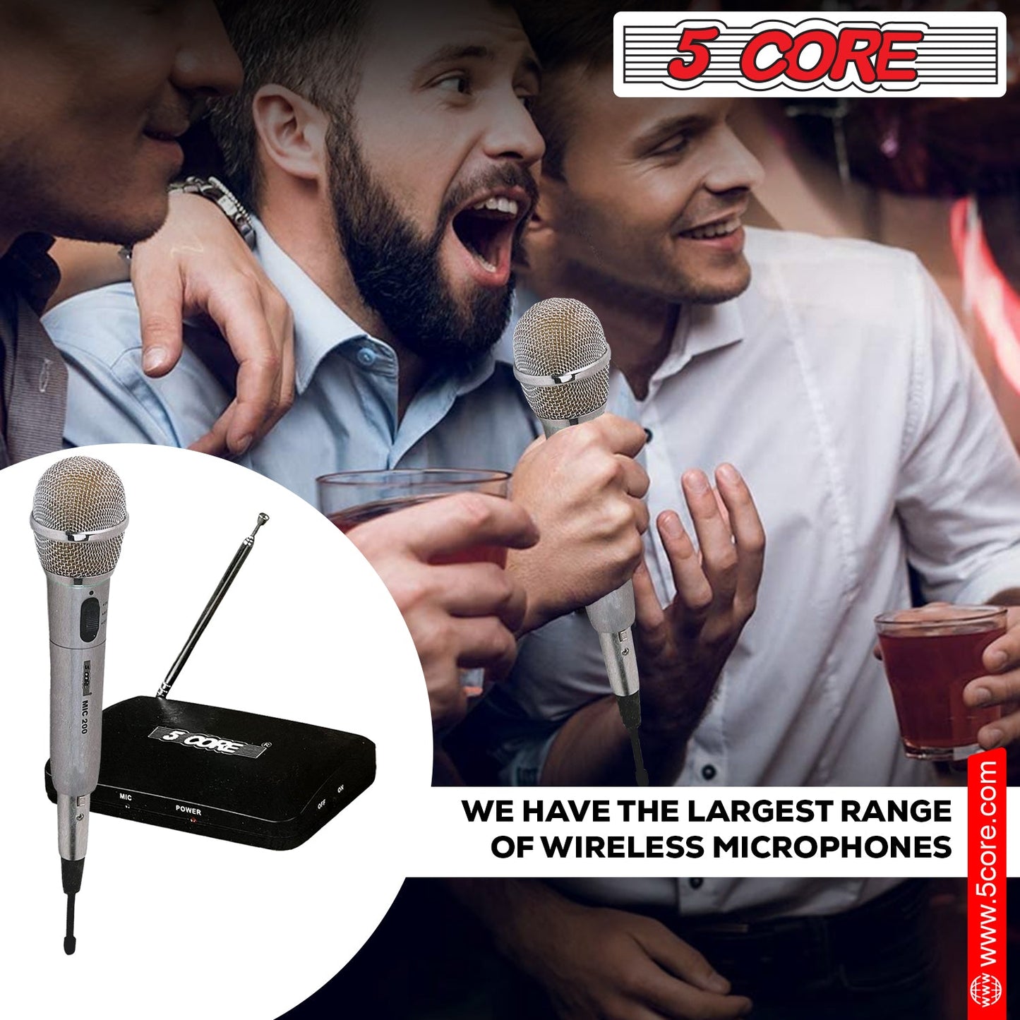5Core Wireless Microphone Dual Function Wireless - Wired Microphone Microfono Inalambrico-3