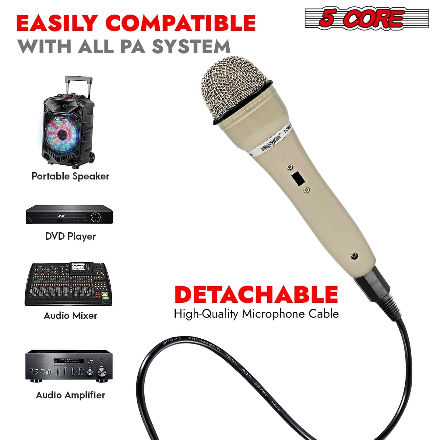 5Core XLR Microphone Dynamic Mic Karaoke Singing Studio Mics Handheld Microfono-4