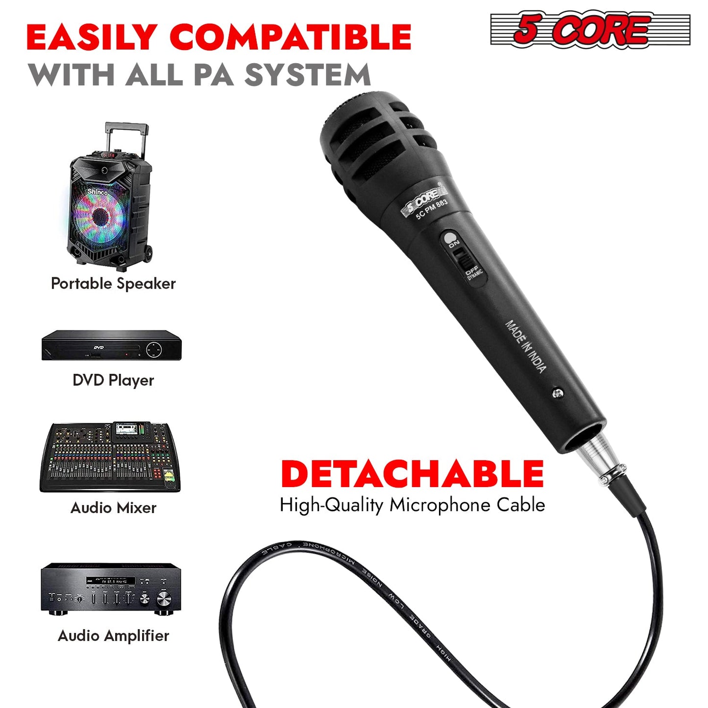 5Core XLR Microphone Dynamic Mic Karaoke Singing Studio Mics Handheld Microfono-4