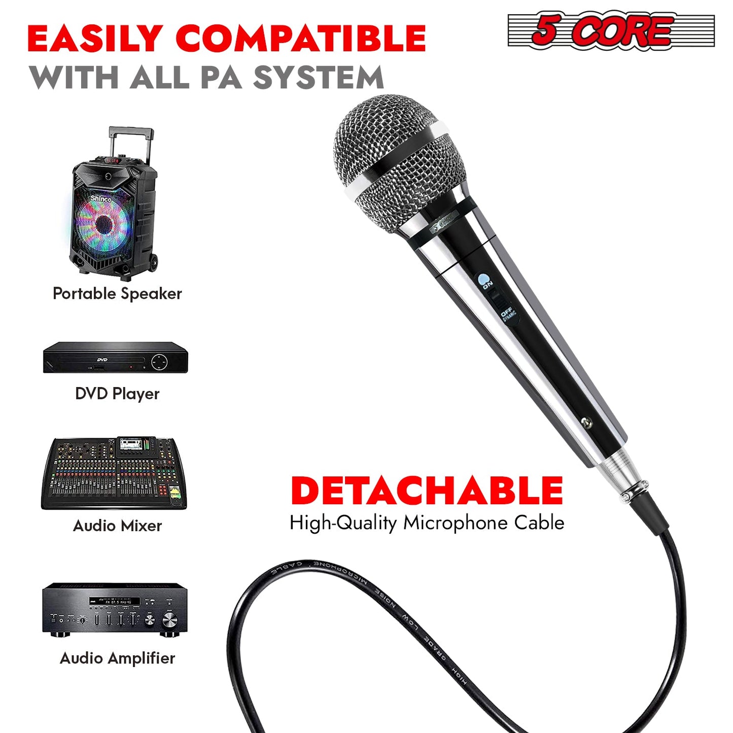 5Core XLR Microphone Dynamic Mic Karaoke Singing Studio Mics Handheld Microfono-4