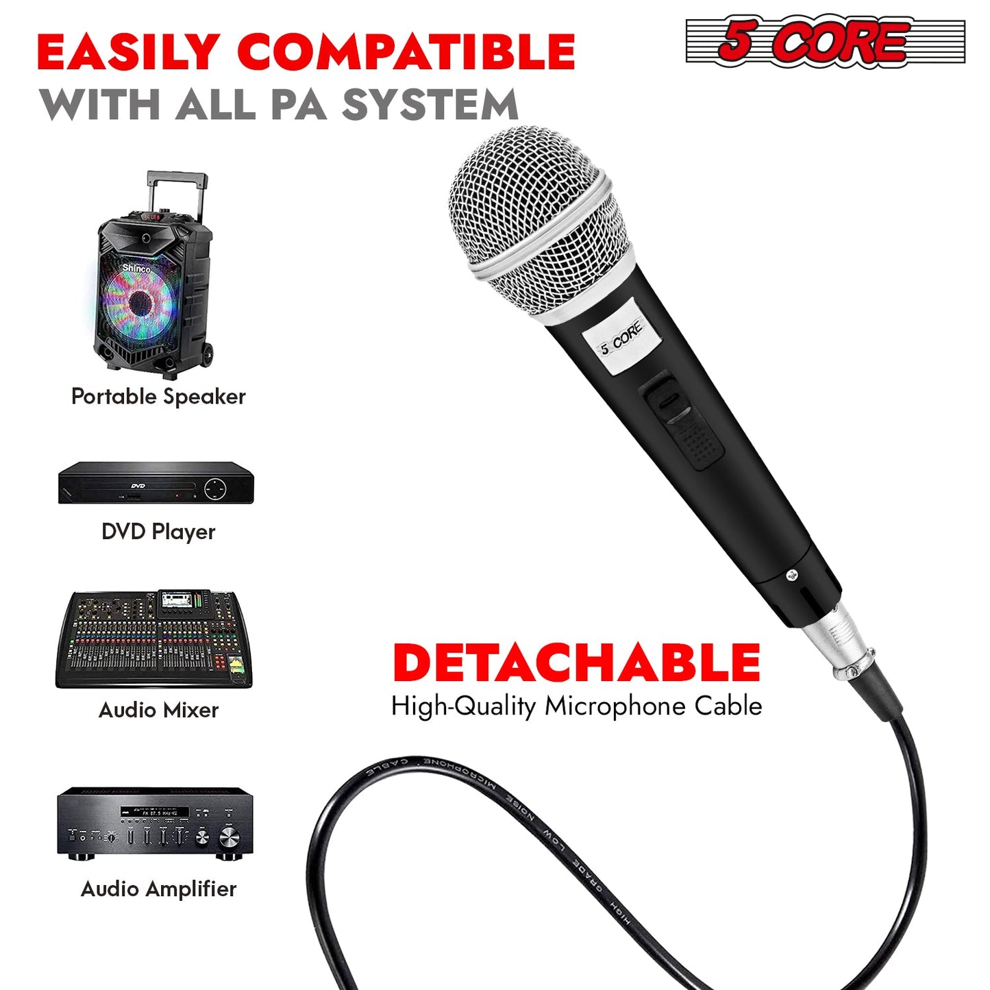 5Core XLR Microphone Dynamic Mic Karaoke Singing Studio Mics Handheld Microfono-4