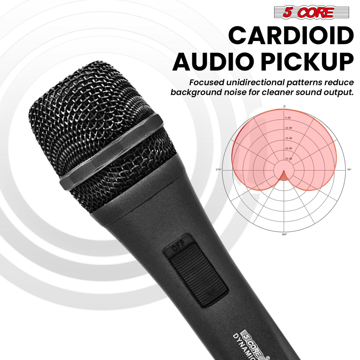 5Core XLR Microphone Dynamic Mic Karaoke Singing Studio Mics Handheld Microfono-3