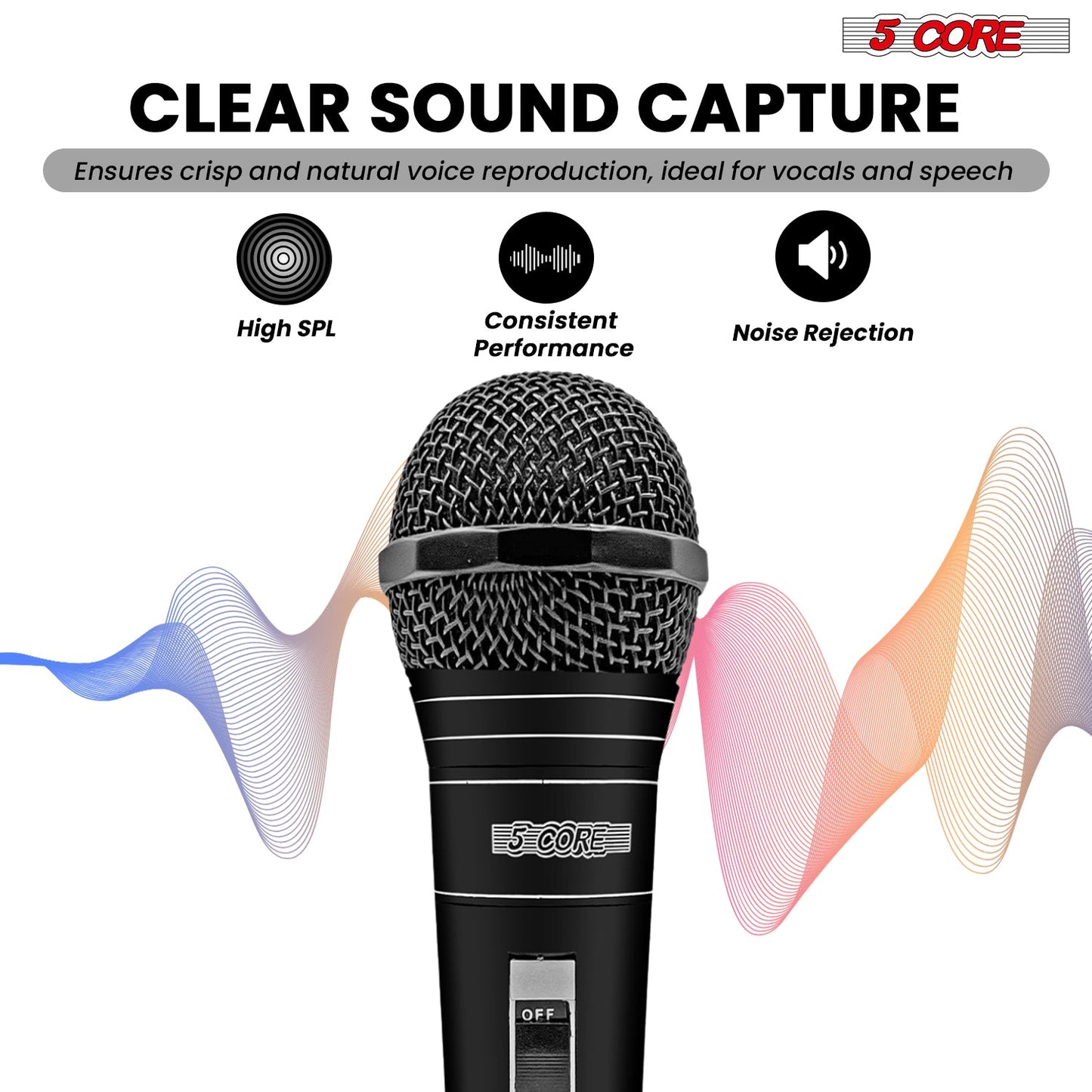 5Core XLR Microphone Dynamic Mic Karaoke Singing Studio Mics Handheld Microfono-4