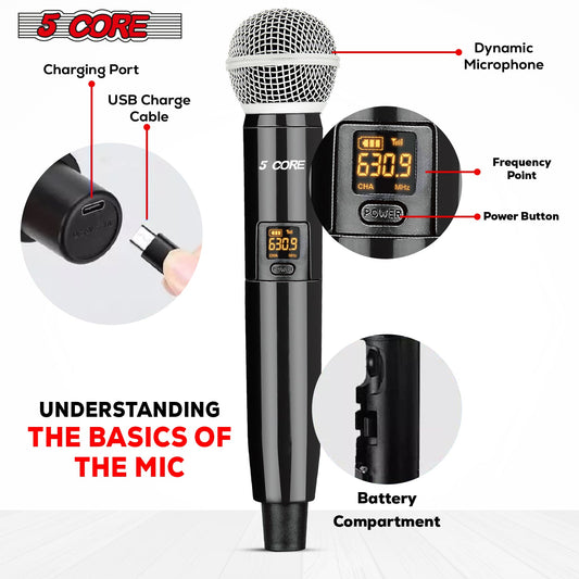 5Core Wireless Microphones VHF Microfonos Inalambricos Professional Handheld Cordless Mic-1