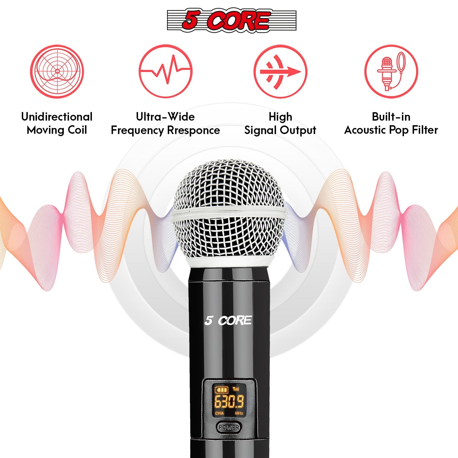 5Core Wireless Microphones VHF Microfonos Inalambricos Professional Handheld Cordless Mic-2