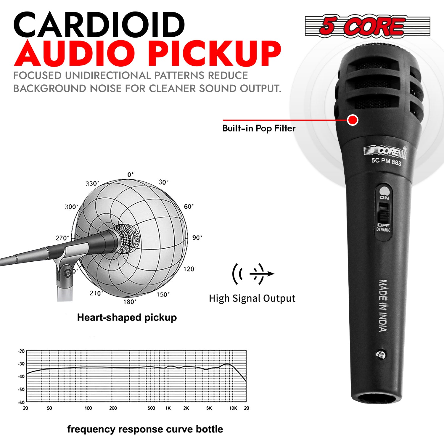 5Core XLR Microphone Dynamic Mic Karaoke Singing Studio Mics Handheld Microfono-1