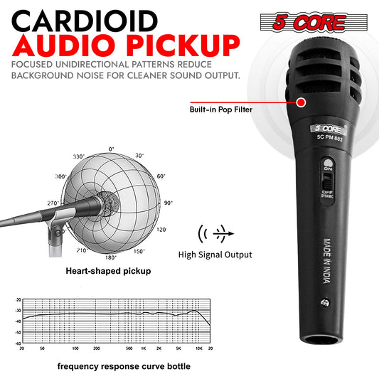 5Core XLR Microphone Dynamic Mic Karaoke Singing Studio Mics Handheld Microfono-1